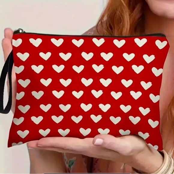 Elle Red & White Hearts Cosmetics Bag - Picture 2 of 7